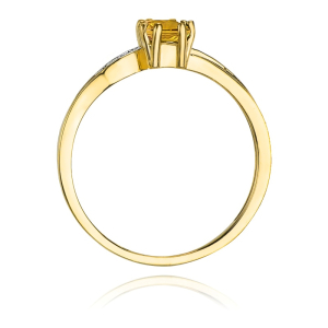 Pierścionek ze złota próby 585 z Cytrynem 0,60ct i Brylantami. W-0094C